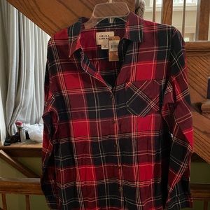 Women’s medium Field and Stream white flannel blue white red color